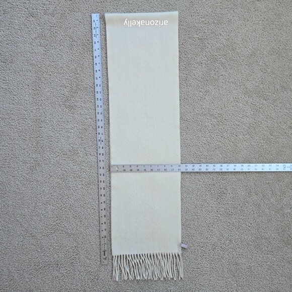 NWOT Nordstrom Cashmere Ivory Woven Fringe Scarf - Picture 10 of 13